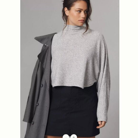 Pilcro Cozy Ribbed Turtleneck Batwing Pullover Light Grey - M - NWT - Picture 9 of 9